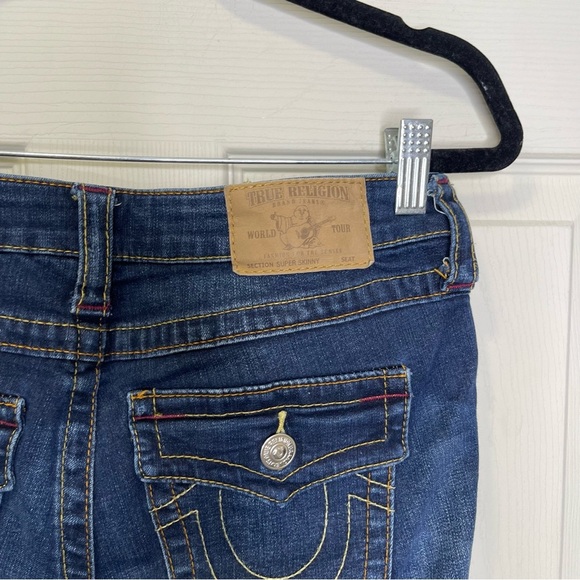 True Religion Women’s Super Skinny Big T Flap Jean Sz 28 - Picture 7 of 8